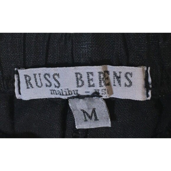 Russ Berens Pants Women's Size Medium Black 100% Linen Stretch Waist - Picture 4 of 6